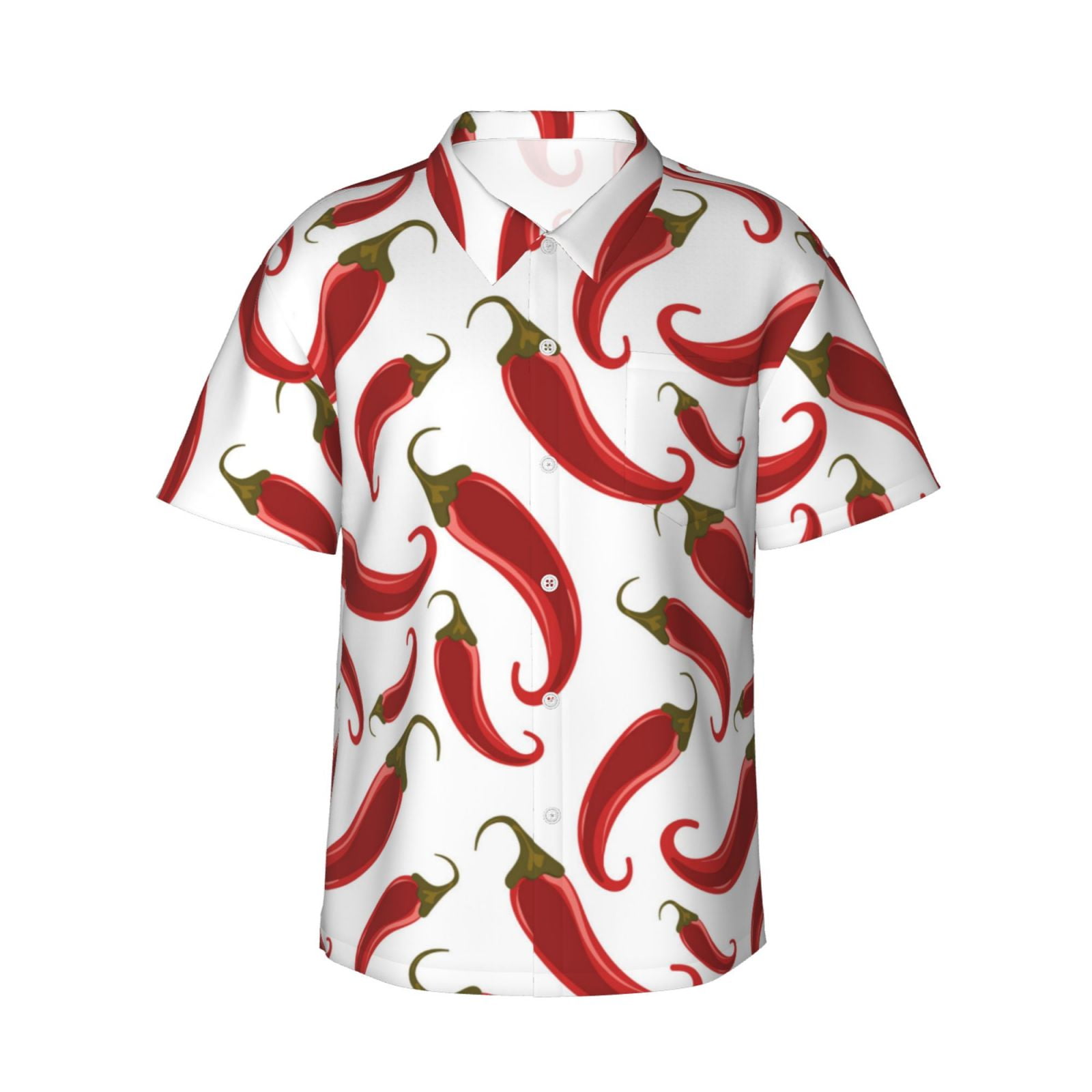Men's Plus Size Chili Print Hawaiian Beach Shirt