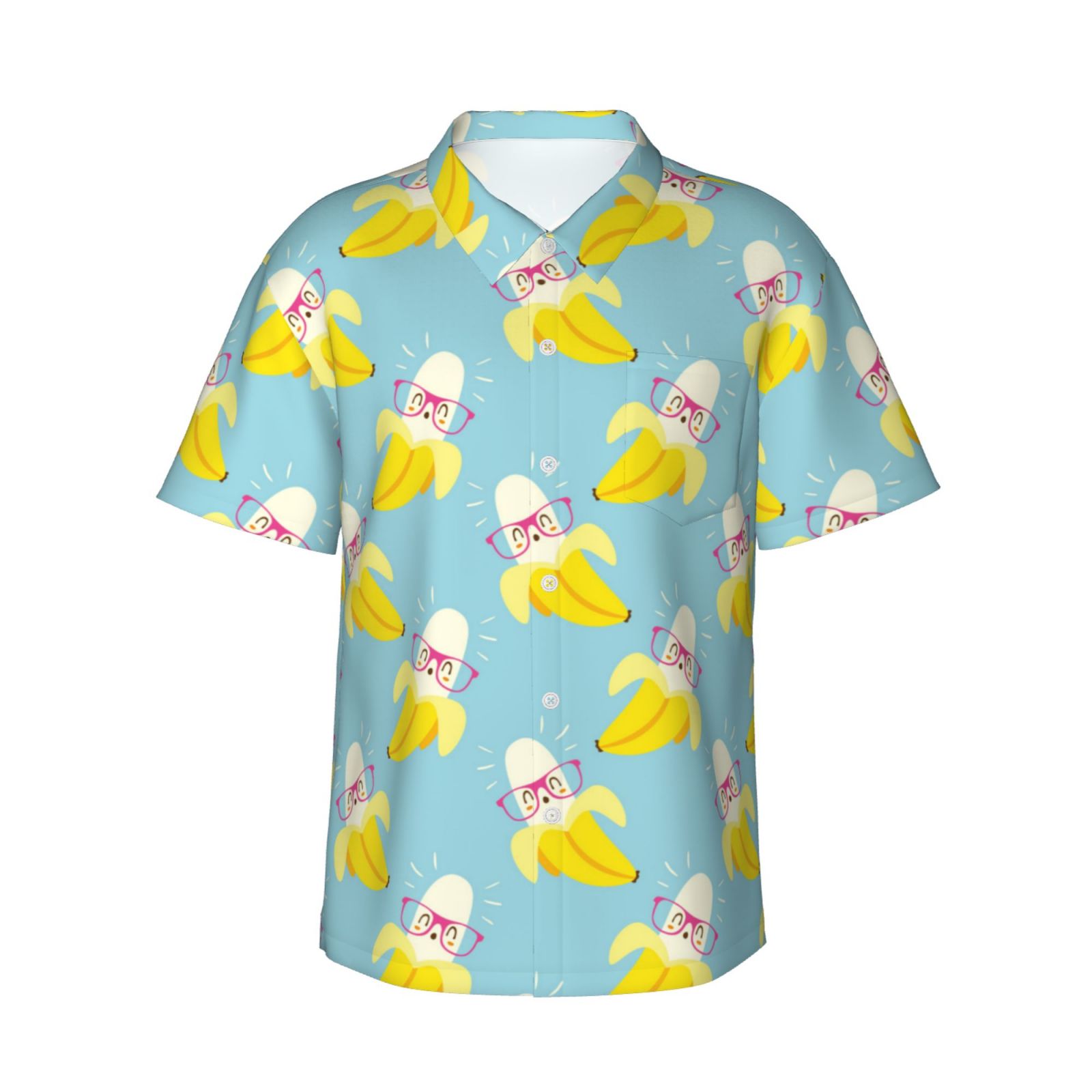 Lzzidou Men's Hawaiian Shirt - Short Sleeve Button Down Beach Shirt, Green Banana Leaf, Medium - View #2