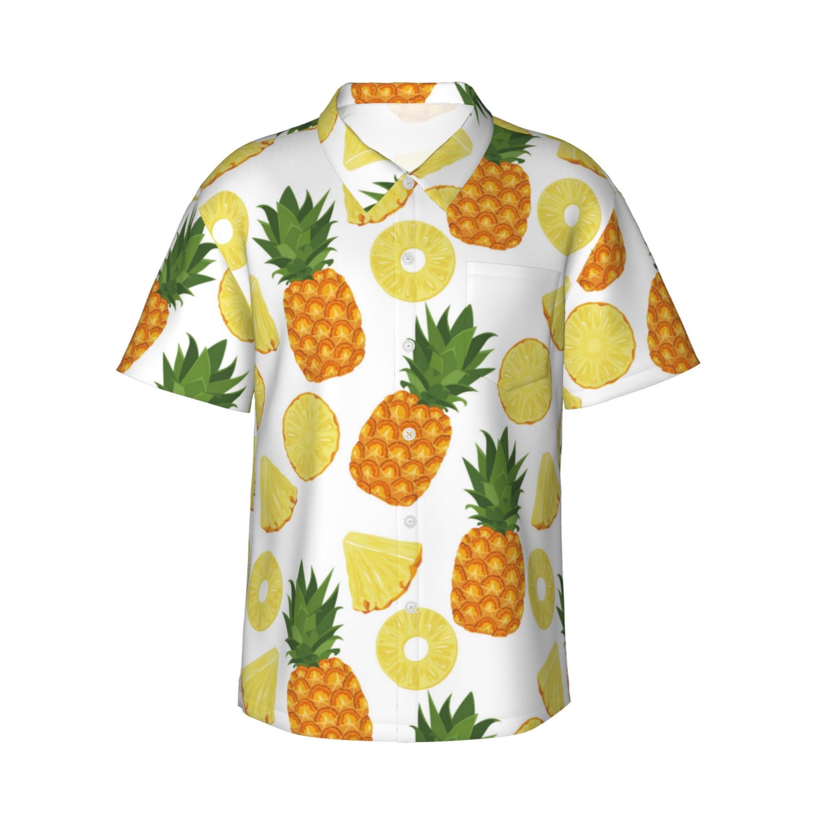 Slice Tropical Pineapple Print Men's Short Sleeve Shirt
