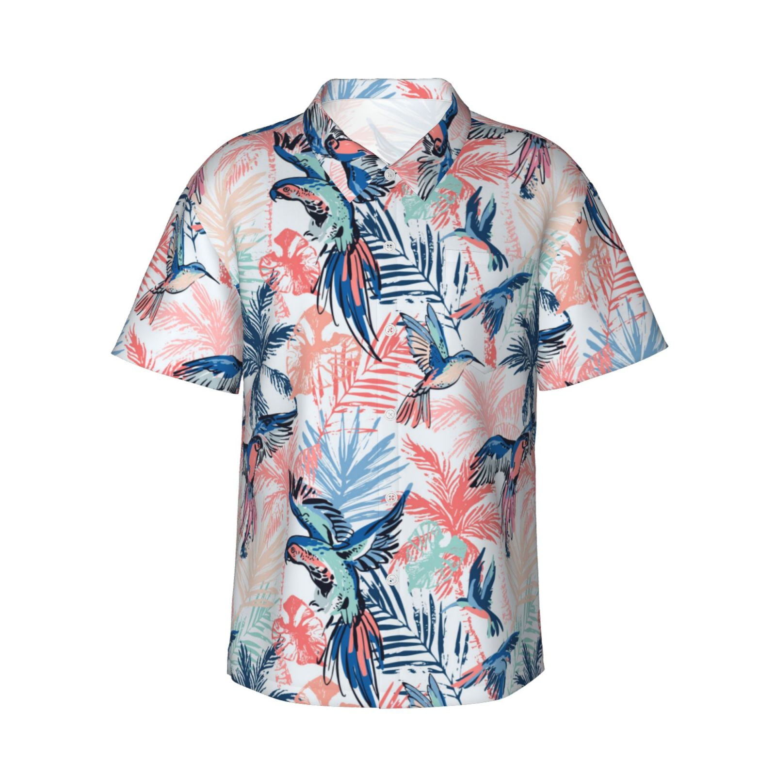 Tropical Bird Hawaiian Print Men's Short Sleeve Shirt