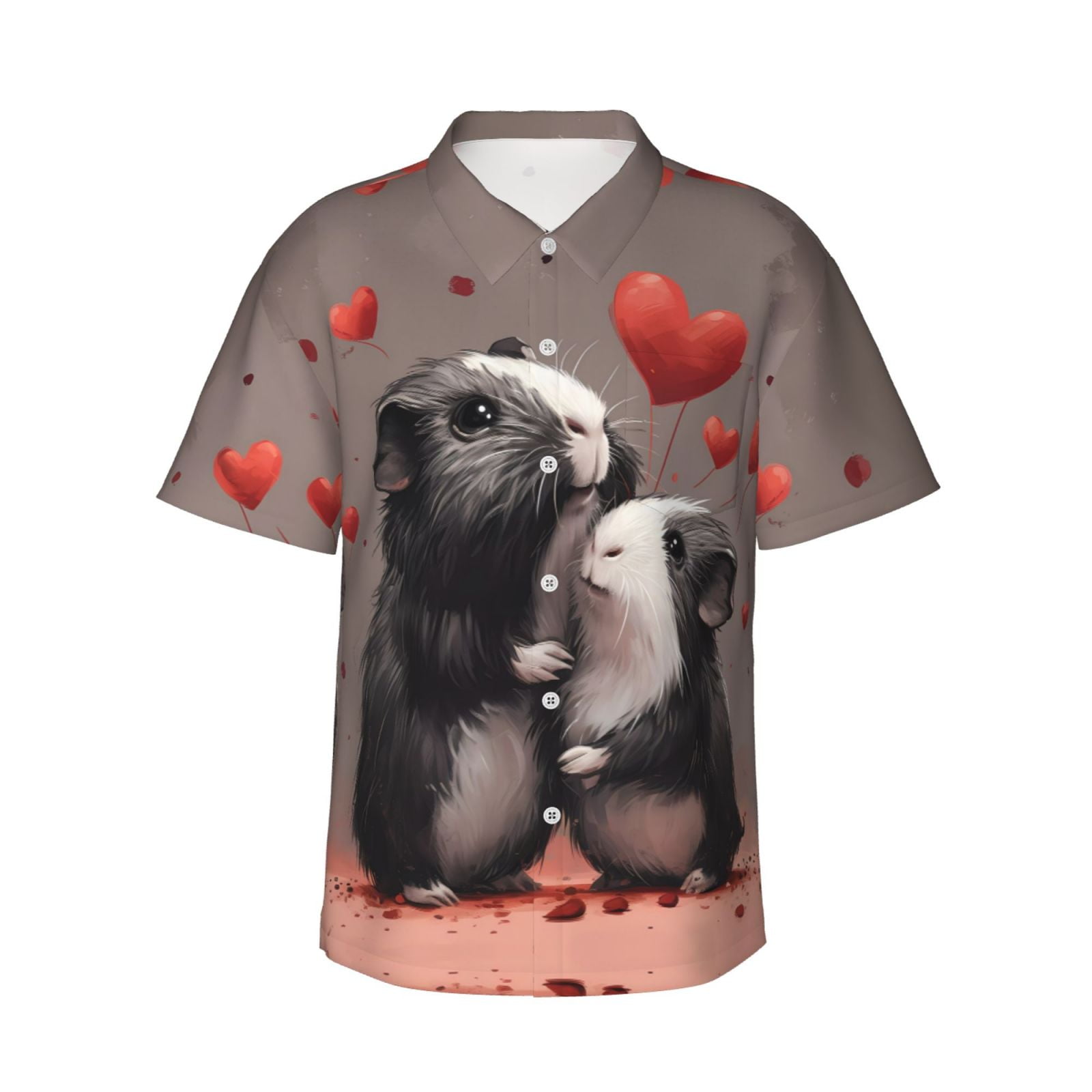 hawaiian shirt for men - Heart Guinea Pig Couple Tropical Short Sleeve ...