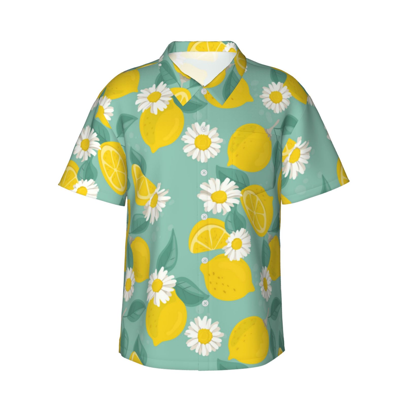 VISESUNNY Men's Hawaiian Shirt - Short Sleeve Button Down, Flower Chamomile & Bee Print, Quick Dry, Lightweight, For Beach, Vacation, Casual Wear