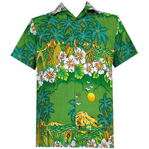 hawaiian shirts 44 mens floral scenic print beach aloha party camp purple l