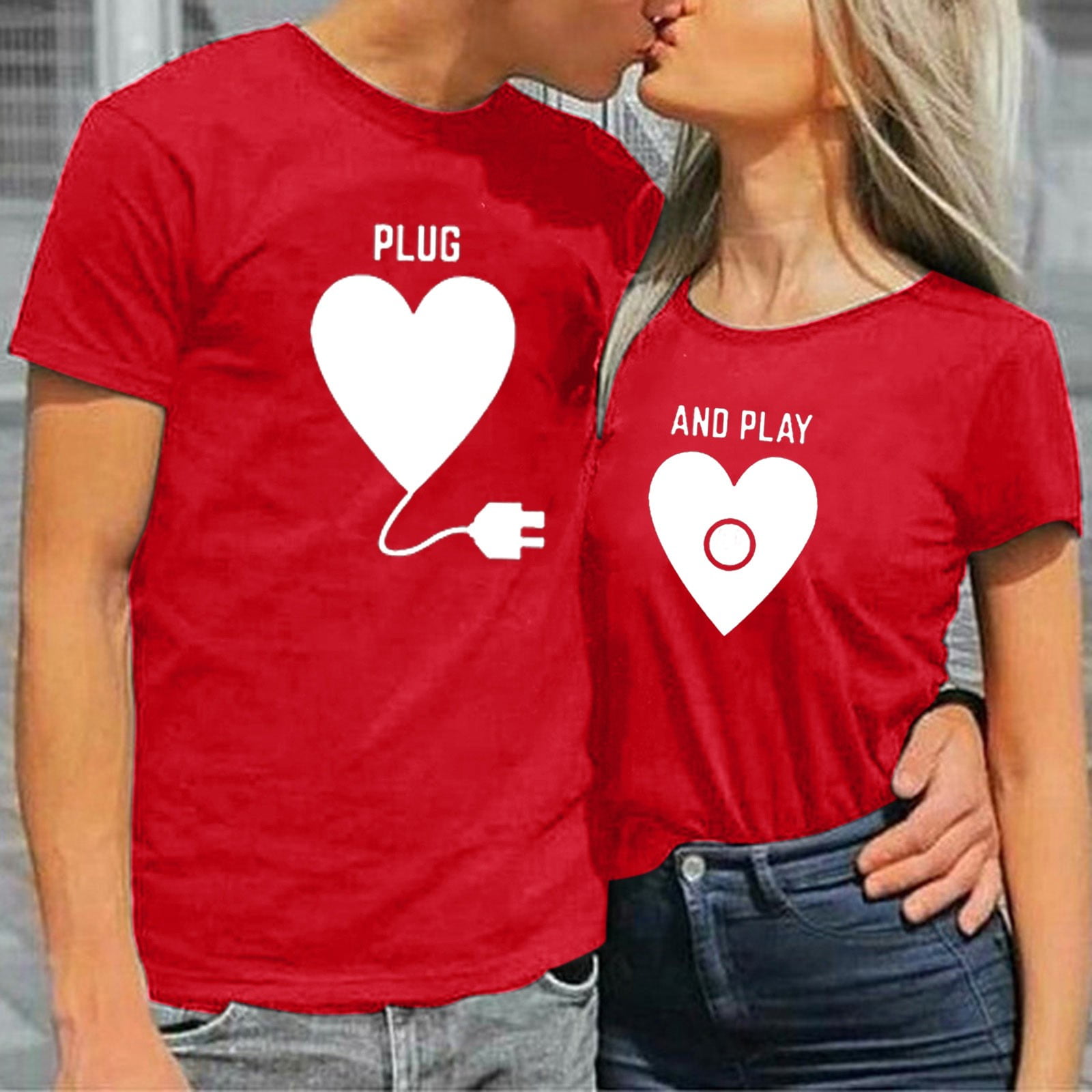 Red Heart Matching Couple Shirts Happy Valentines Day Couples 