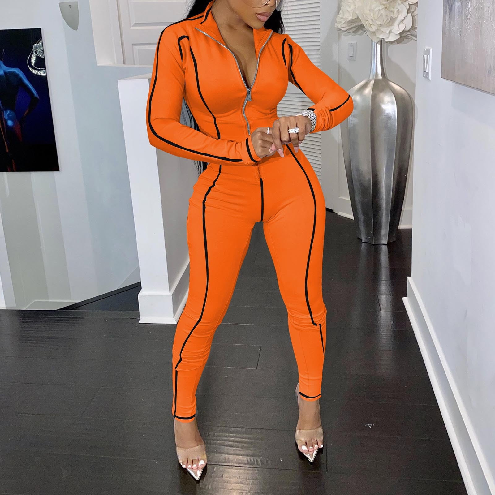 Discover 164+ neon orange jumpsuit latest