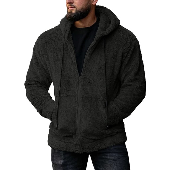 haxmnou men's warm soft sherpa lined zip up sweater jacket hoodie coats dark gray l
