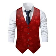 haxmnou mens christmas vest with snow/christmas tree picture red/green holiday waistcoat vest for party a l