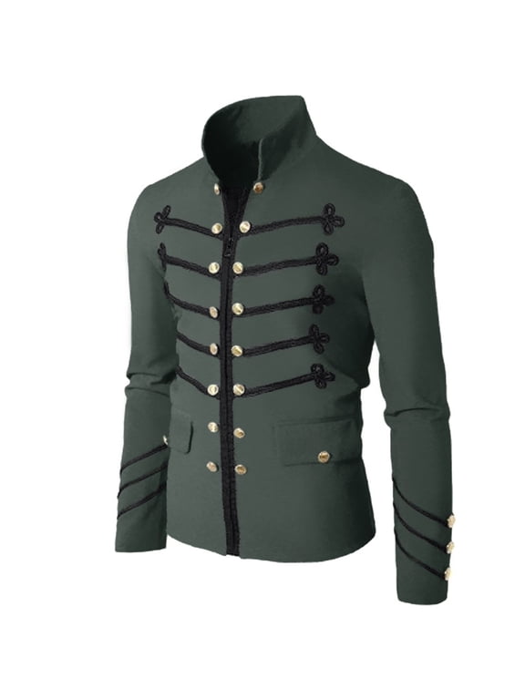 vintage men gothic steampunk military parade jacket cardigan outwear coat gary l
