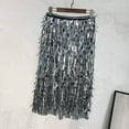 thumbnail image 1 of haxmnou women fashion casual sequins loose skirt party high waist a line skirt silver xl, 1 of 7