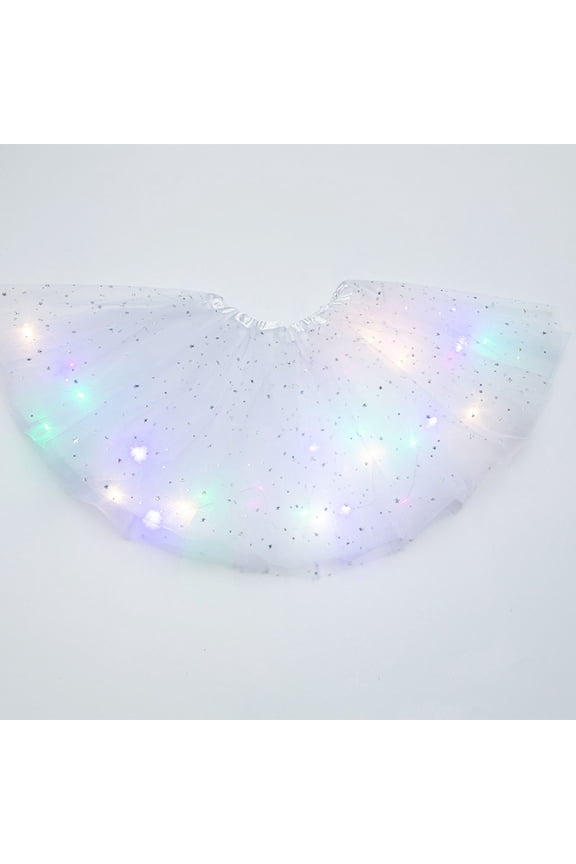 women led light up glow dance tutu 15layer skirt fancy party ballet dress sparkly white one size