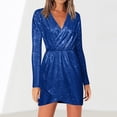thumbnail image 1 of haxmnou women mini dress sequin glitter bodycon dress evening party gown blue m, 1 of 7