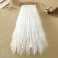 thumbnail image 1 of haxmnou women's a-line fairy elastic waist tulle midi skirt white m, 1 of 3