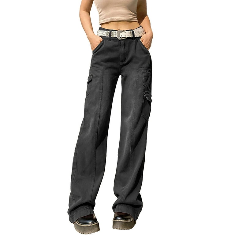 haxmnou women's casual fashion high waist overalls multi pocket