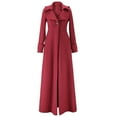 thumbnail image 1 of haxmnou womens gothic full length steampunk jacket long victorian trench coat jacket red l, 1 of 5