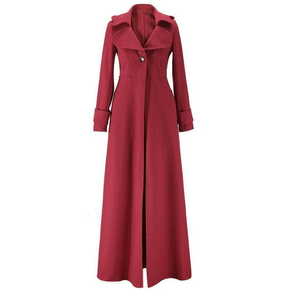haxmnou womens gothic full length steampunk jacket long victorian trench coat jacket red l