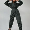 thumbnail image 1 of haxmnou womens outerwear jumpsuits zip-up hoodie slim waist drawstring jumpsuit romper onesies long sleeve bodysuits tracksuit sweatshirt one piece grey l, 1 of 6