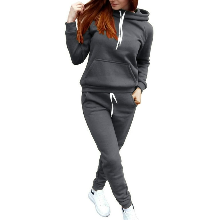 Grey Ladies Jogging Suits Set Haxmnou Womens Sweatsuits Tracksuit