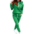 thumbnail image 1 of haxmnou womens sweatsuits tracksuit two piece outfits casual solid color jogging sweat suits matching jogger pants set Green 4XL, 1 of 7