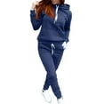 thumbnail image 1 of haxmnou womens sweatsuits tracksuit two piece outfits casual solid color jogging sweat suits matching jogger pants set Navy S, 1 of 7