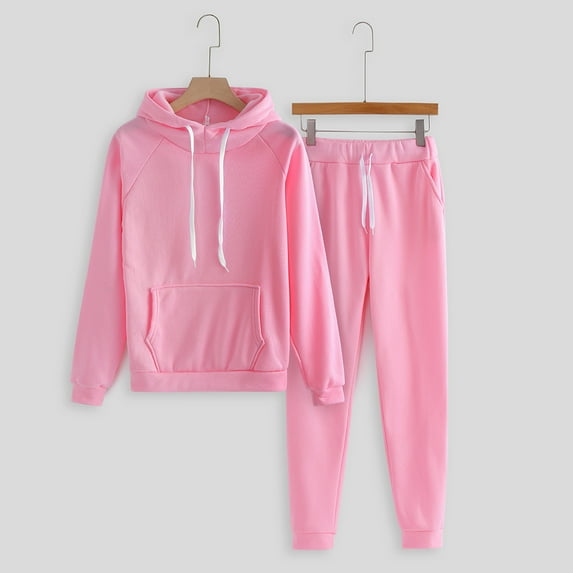 haxmnou womens sweatsuits tracksuit two piece outfits casual solid color jogging sweat suits matching jogger pants set pink xl