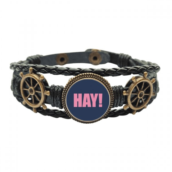 hay quote black encoupositive hello leather braided ocean bracelet wristband