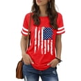 thumbnail image 1 of hcihgzr American Flag Shirts Women Patriotic Shirt 4th of July T-Shirt Crew Neck Short Sleeve Summer Tee Tops（M,3 Red), 1 of 1