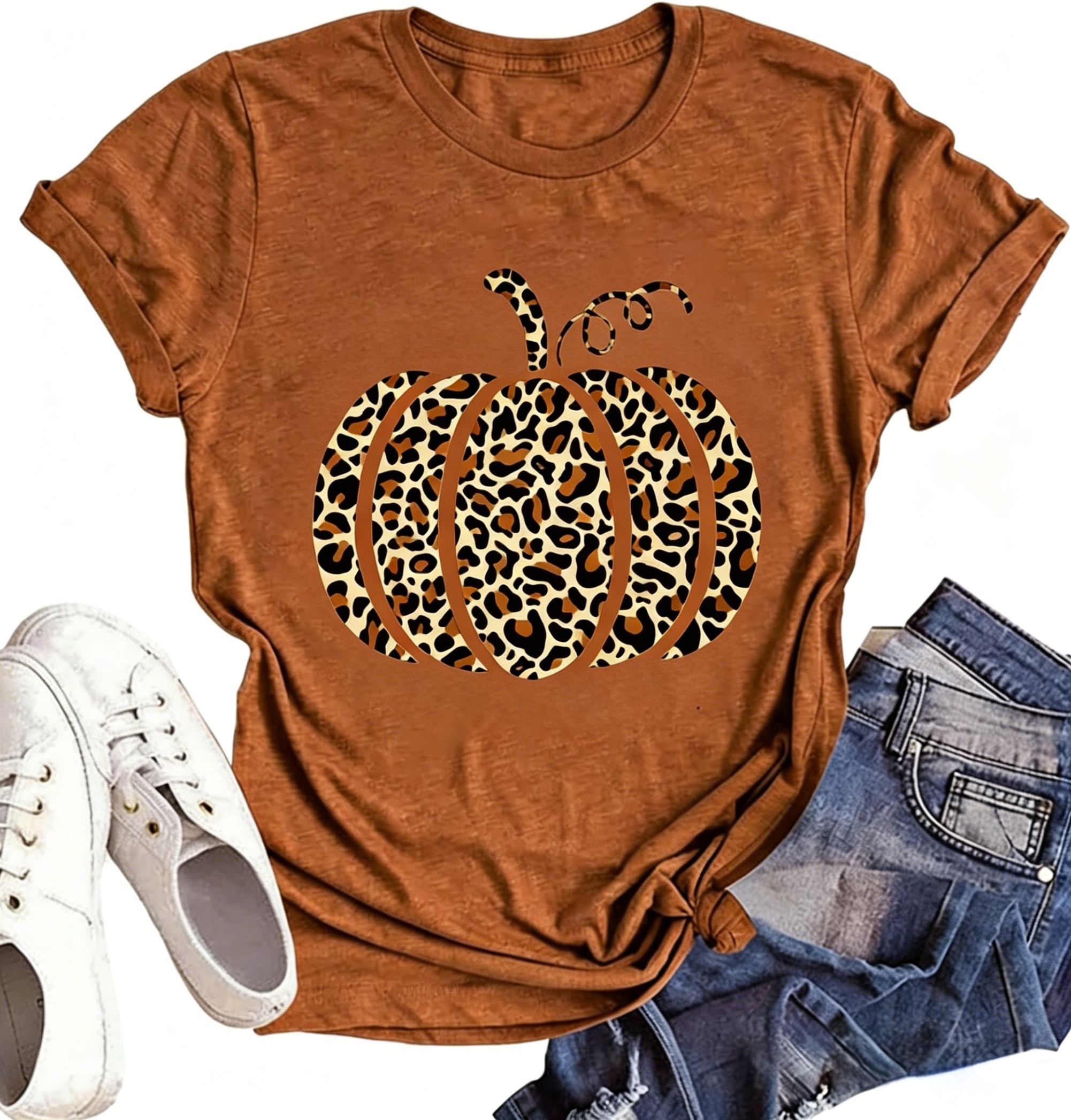 Hcihgzr Womens Halloween Fall Shirt Funny Leopard Pumpkin Graphic T Shirt Tops XXL 1 Brown: What We Checked First