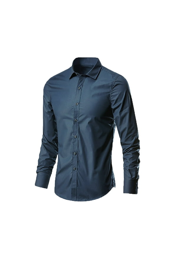 Mens Dress Shirts,2024 New Men's Popular Summer Leisure Printed Shirt Short Sleeve Shirt,Long Sleeve Shirts for Men,Big and Tall Shirts for Men,Button Down Shirt Men,() Dark Blue L