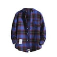 thumbnail image 1 of HCURIBAD Plaid Shirt Men, Mens Button down Long Sleeve Shirt Men's Fall Casual Shirt Lapel Plaid Tops Men's Cardigan, Flannel Shirt for Men, Mens Clothes, 1x Shirt Purple XXXL, 1 of 4