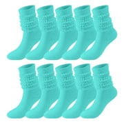 hcuribad Mens Socks, 5 Pairs Soild Color Socks Women Thigh High Boot Socks Soft Scrunch Socks, Fuzzy Socks, Darn Tough Mens Socks Mint Green One Size