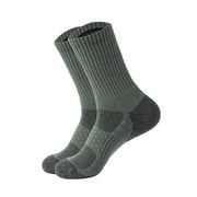 hcuribad Mens Socks, Wool Hiking Socks for Men Wool Cushion Camping Hunting Work, Boys Socks, Darn Tough Mens Socks Green One Size