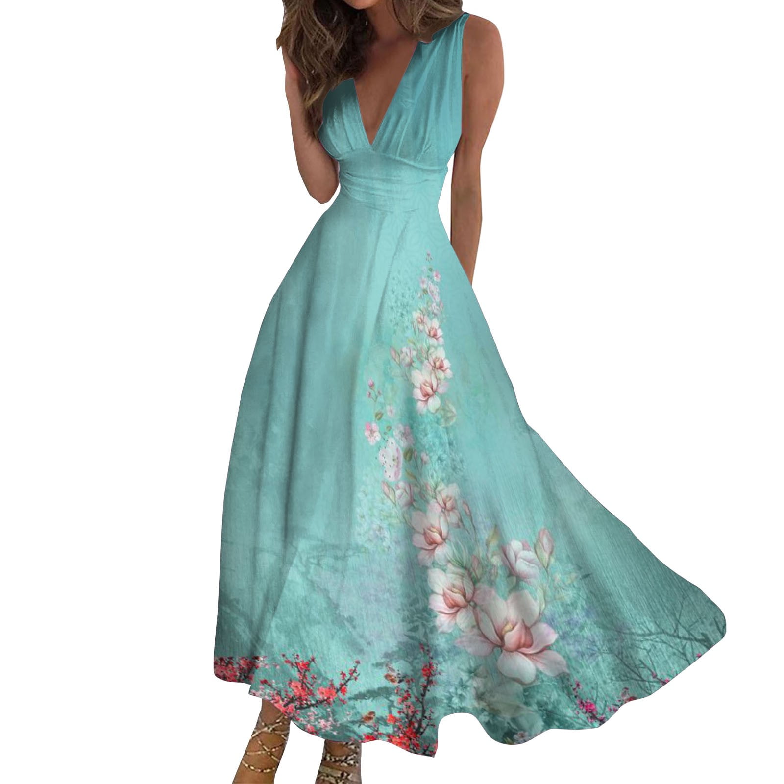 hcuribad Plus Size Dresses for Curvy Women,Women's Slip V Neck ...
