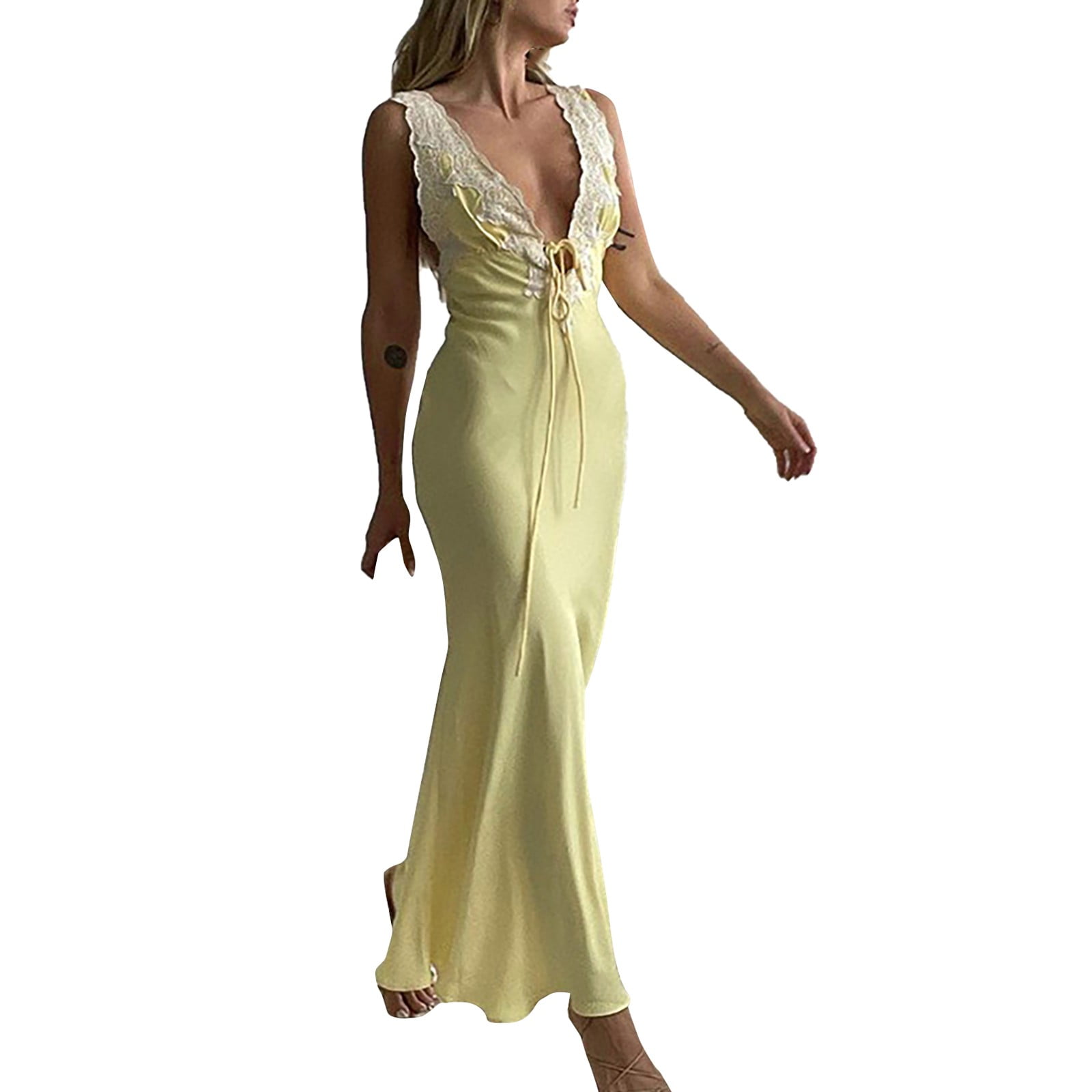 hcuribad Plus Size Dresses for Curvy Women,Women's Solid Dark V Neck ...