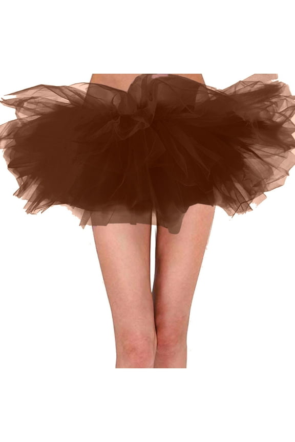 Skirts for Women Tutus for Women Carnival Skirt Adult Tulle Skirt 6 Layered Tutu Gown Skirt Women Classic Princess Fluffy Ballet Skirts Coffee S