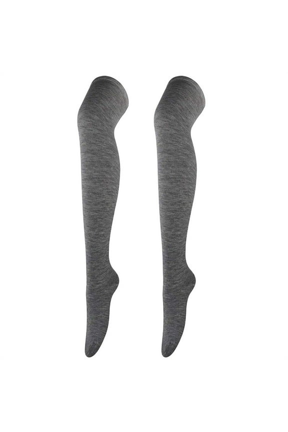 Socks for Women, A Pair of Women's Solid Color Knee Length High Socks, Thigh High Stockings, Stockings for Women Dark Gray One Size