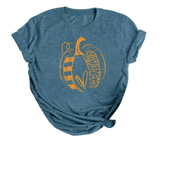 hcuribad T Shirts for Women Plus Size Tops Womens Fall T Shirts Funny Short Sleeve Halloween Graphic Tees Tops Summer Tops Womens Tops Navy M