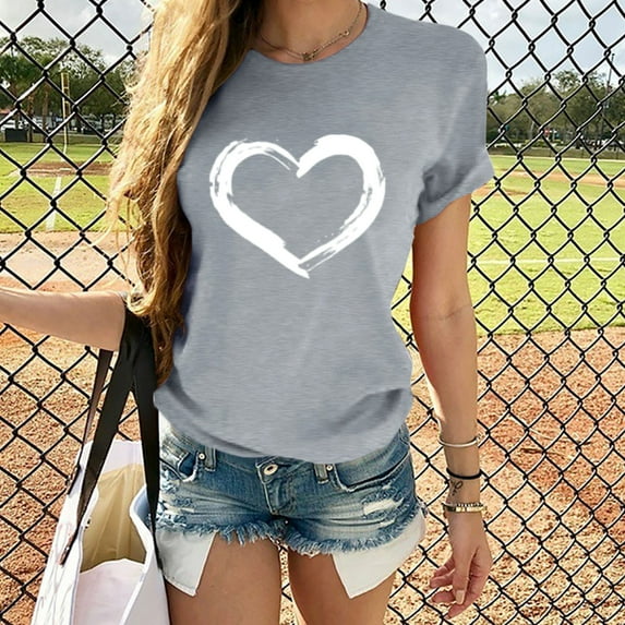 hcuribad Valentine's Shirts for Women Womens Shirts t Shirts for Women Matching Shirts for Couples Womens Blouse Valentines Day Short Sleeve t Shirt Love Shirts Tops Gifts for Couples Grey M