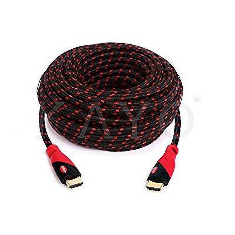 hdmi cable 50ft,kayo high speed hdmi cable (50ft/15m) hdmi1.4 supports 4k,ultra hd,3d,2160p,1080p,ethernet,arc,blu-ray,ps3,ps4,xbox 360,4k super hd streaming includes free cable tie,red black sleeve