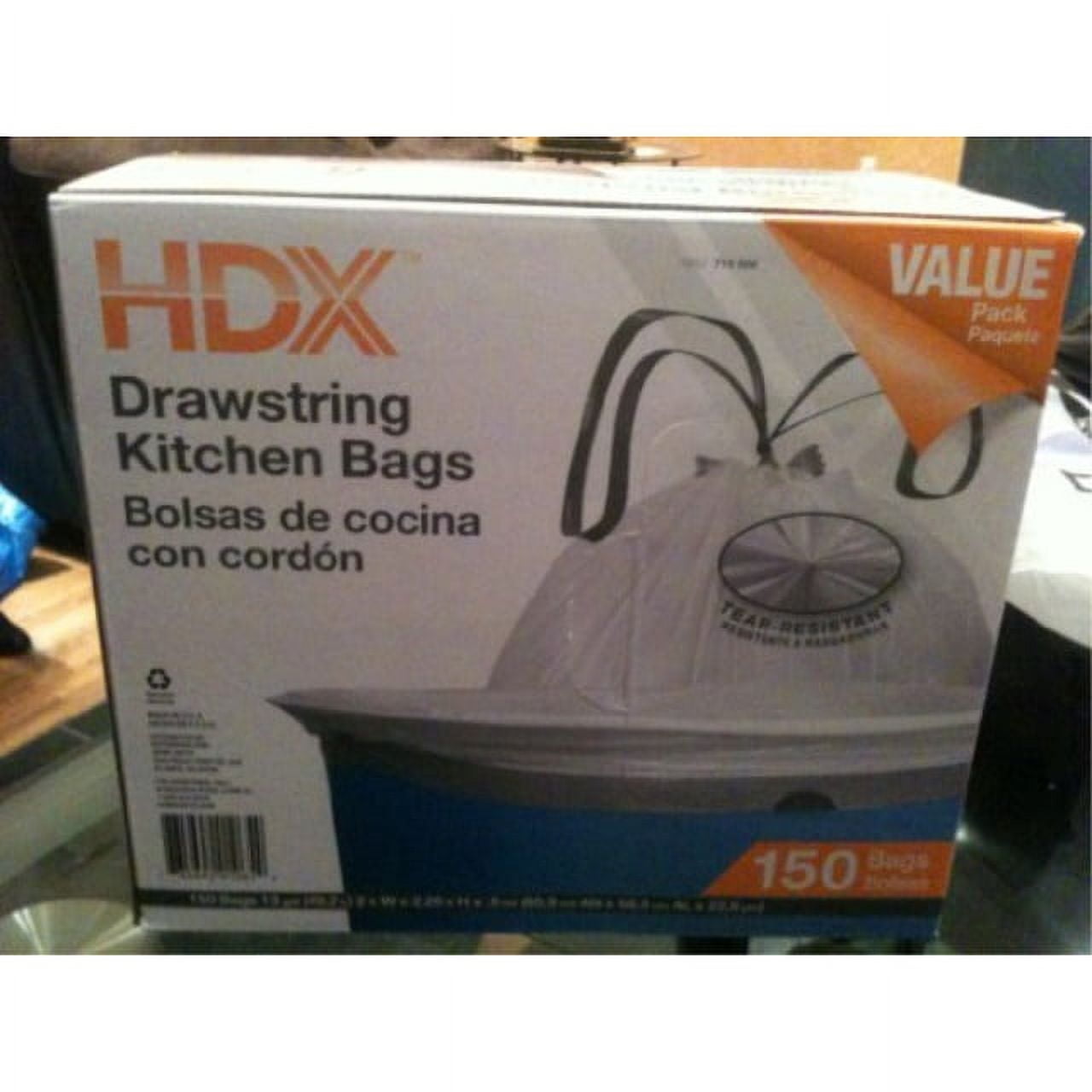 HDX 13 Gal. FLEX White Drawstring Kitchen Trash Bags (55 Count)