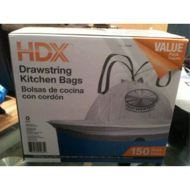 hdx drawstrings kitchen bags 150 bags 13 gal tearresistant