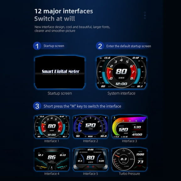 head display,Tilt Meter Head Temperature Roll Speed Meter Obd Speed Water Temperature Display Speed Head Display Over-speed Alarm Roll Over-speed Meter Obd Display Cometx Dr