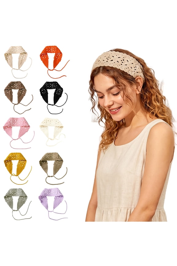 head scarf Bandana Crochet Knit Hair Band Boho Headband for Women Soft Stretchy Lightweight Hair Accessory for Daily Wear Beach Festival Yoga,Pink