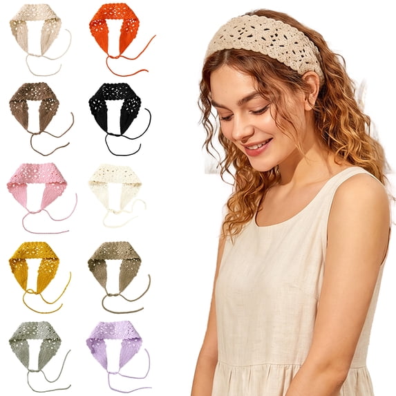 headbands for women Headband Hair Scarf Head Bands Boho Crochet Knit Bandana Style Soft Stretchy Non-Slip Fit for Daily Wear Yoga Sports,Purple