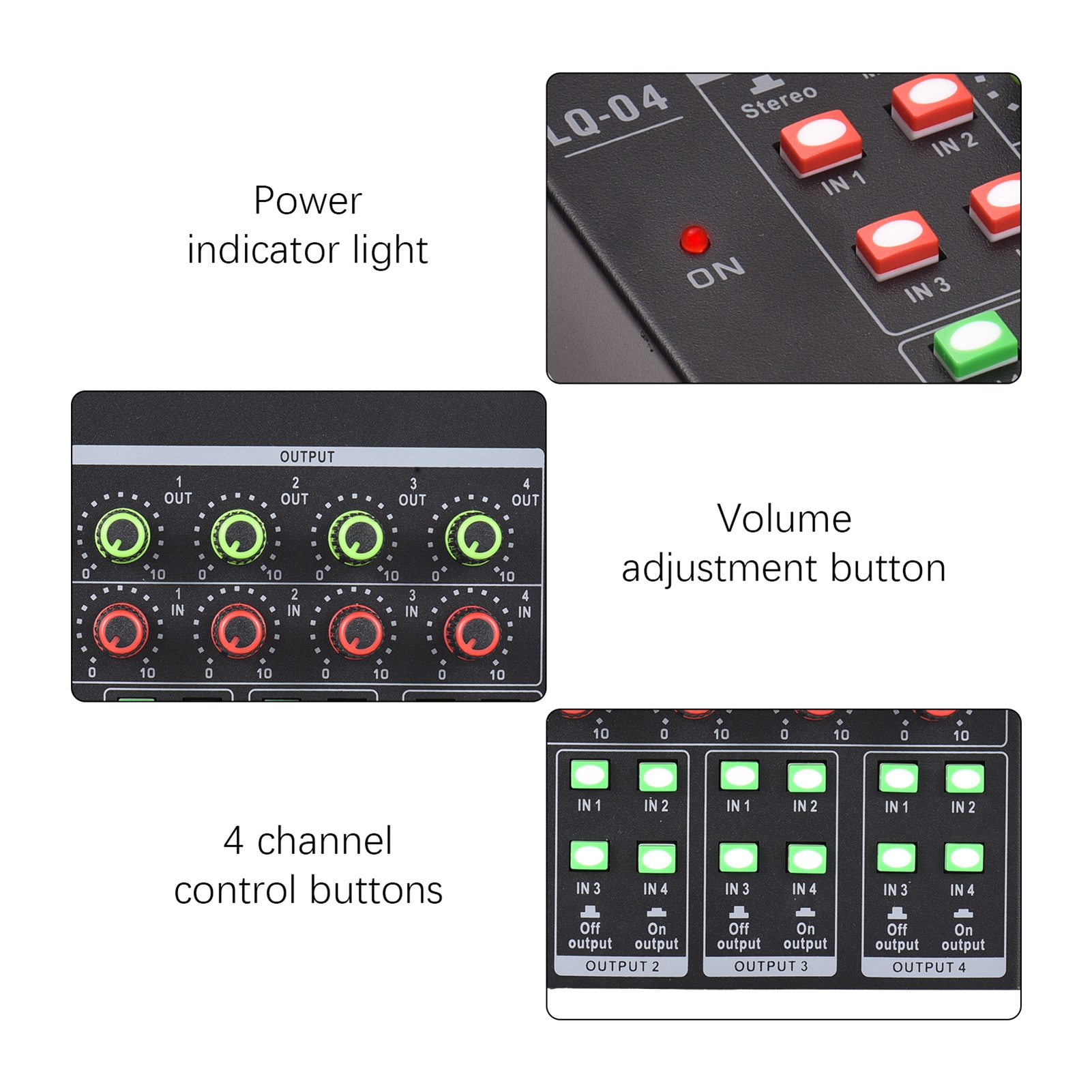 headphone mixer 4 Channel Audio Mixer Portable Lightweight Volume Control Knob Stereo Headphone Amplifier for Guitar TV Mobile Recording