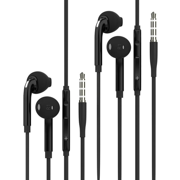 3.5mm Jack Wired Earbuds Headphones (2 Pack) Earphones Cord School Microphone Compatible for Samsung galaxy Chromebook Computer PC Laptop Android Gaming Headset Sleep Corded In-ear Audio Music Cable