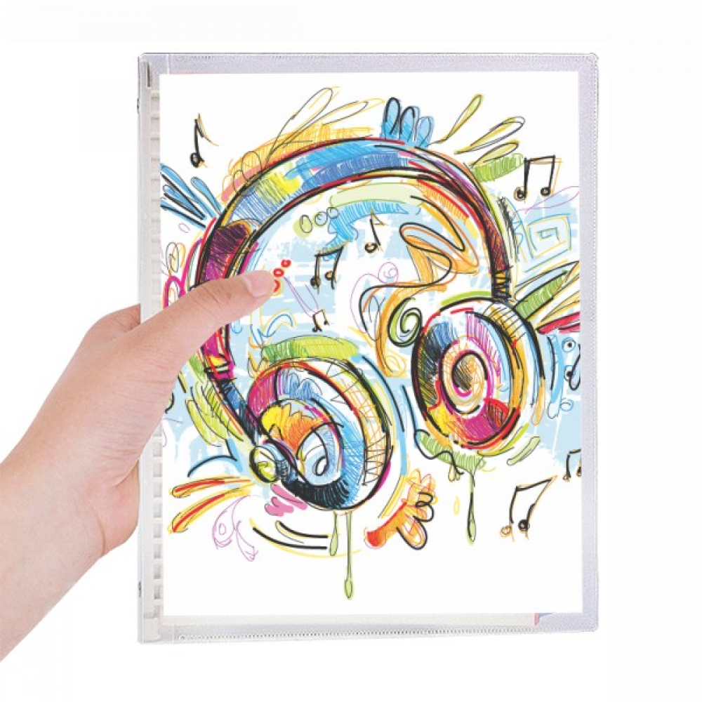 headset colorful music pattern notebook loose diary refillable journal statiry