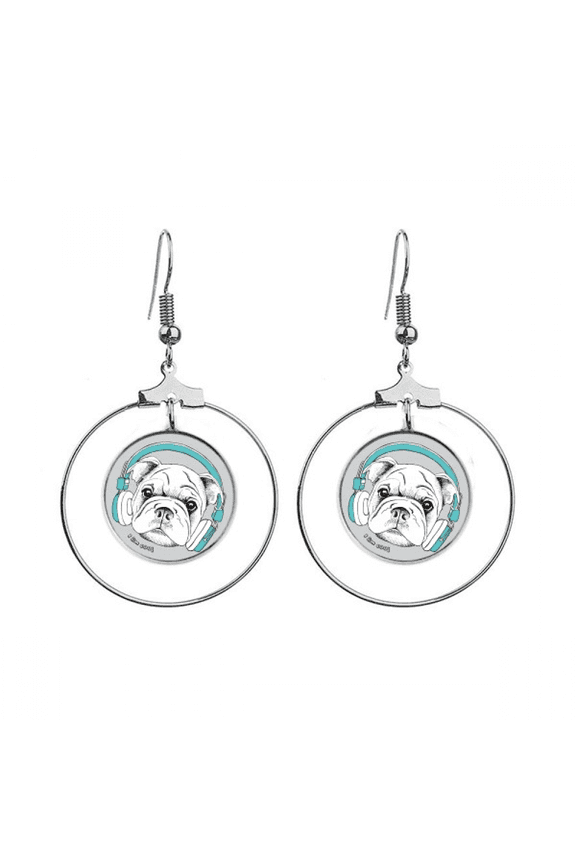headset music vitality sounds dog earrings dangle hoop jewelry drop circle