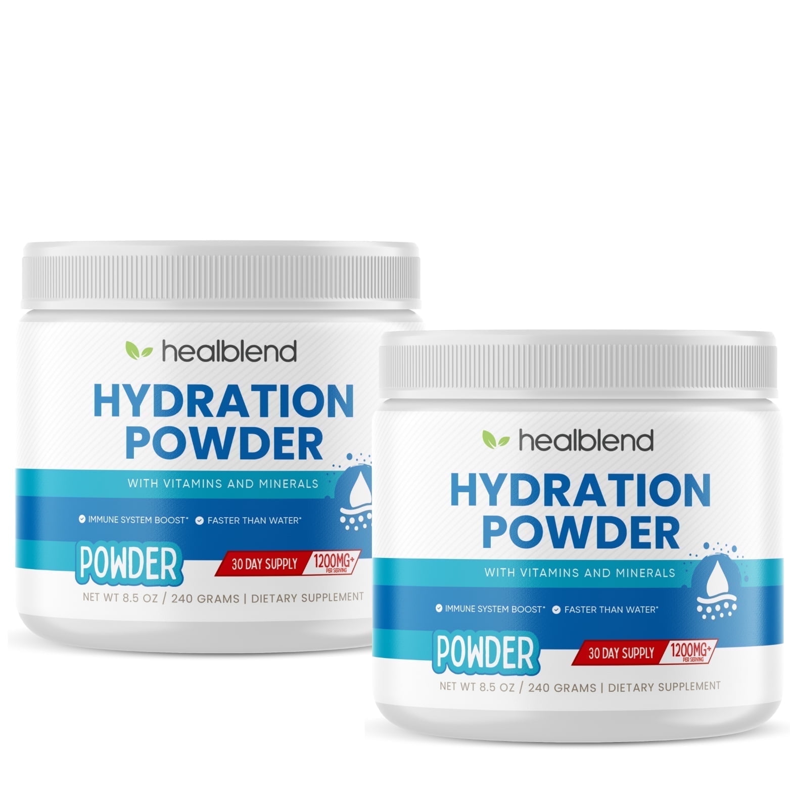 healblend Hydration Powder - Electrolytes Drink Mix with Magnesium, Zinc, Real Pink Himalayan Salt, Vitamin C, B Complex for Endurance & Energy (2-Pack)