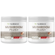 Healblend Mushroom Plus+ Powder 2000mg - 10 Organic Mushrooms for Brain, Immune & Stress Support - Adaptogenic Supplement - 60-Day Supply 2 Pack