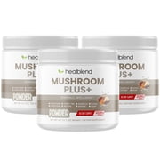 Healblend Mushroom Plus+ Powder 2000mg - 10 Organic Mushrooms for Brain, Immune & Stress Support - Adaptogenic Supplement - 60-Day Supply 3 Pack